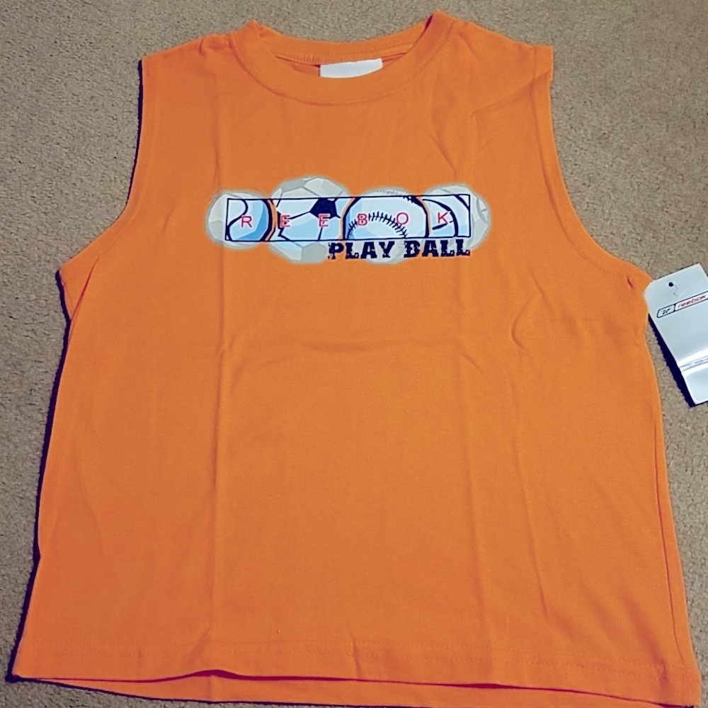 Boys Reebok Play Ball Orange Graphic Tank Top Size 7
